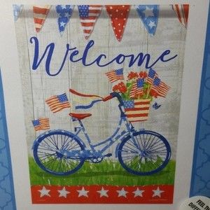 Outdoor Garden Flag Double Sided Welcome Bicycle